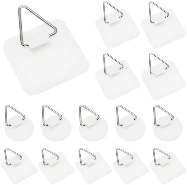 Main image of 15Pc Adhesive Picture Hangers, 5 Round 10 Square Sticky Wall Hook