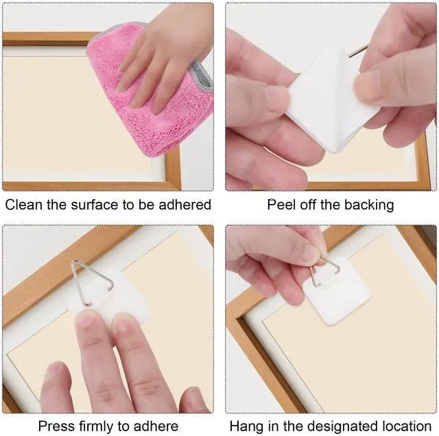 Alt view image 4 of 7 - 15Pc Adhesive Picture Hangers, 5 Round 10 Square Sticky Wall Hook