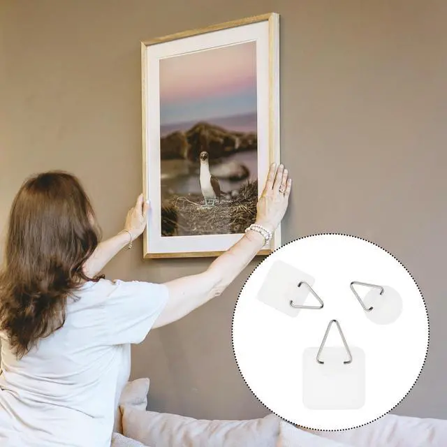 Alt view image 5 of 7 - 15Pc Adhesive Picture Hangers, 5 Round 10 Square Sticky Wall Hook