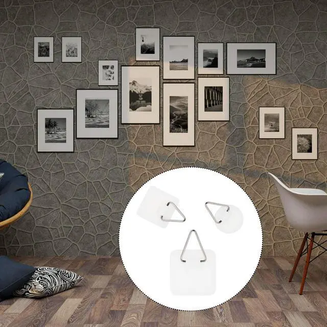 Alt view image 6 of 7 - 15Pc Adhesive Picture Hangers, 5 Round 10 Square Sticky Wall Hook