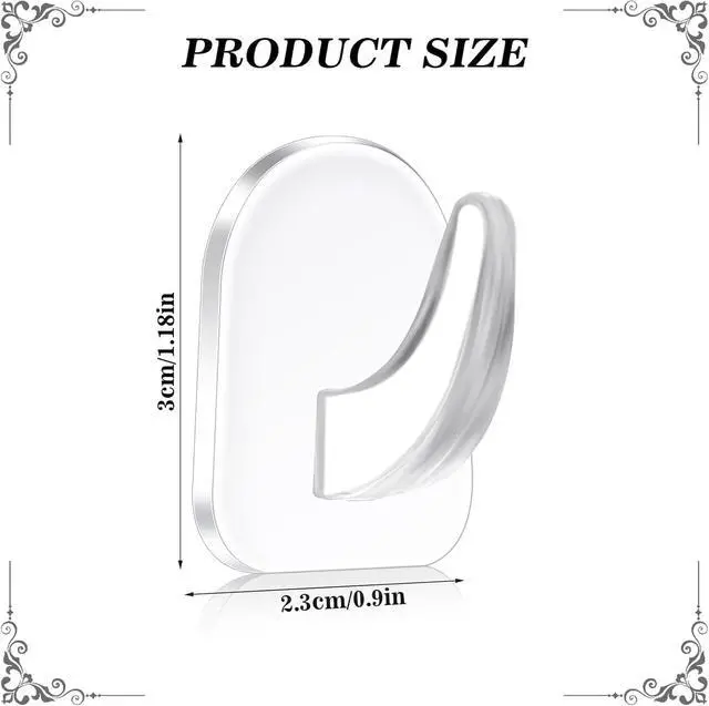 Alt view image 7 of 7 - 20 Pieces Clear Adhesive Hooks for Hanging, Plastic Small Acrylic Sticky Wall Hooks with Non Marking Sticker for Home Kitchen Bathroom Bedroom Office