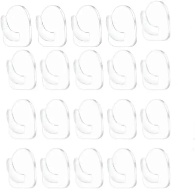 Main image of 20-Pack Invisible Adhesive Hooks - Heavy Duty Clear Wall Hangers for Bathroom/Kitchen Organization, Damage-Free Removable Hooks for Towels, Utensils and Decor