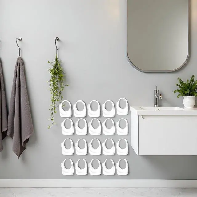 Alt view image 7 of 7 - 20-Pack Invisible Adhesive Hooks - Heavy Duty Clear Wall Hangers for Bathroom/Kitchen Organization, Damage-Free Removable Hooks for Towels, Utensils and Decor