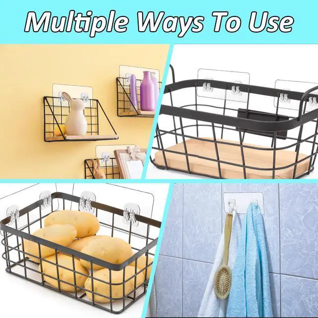 Alt view image 3 of 7 - 8 Pcs Adhesive Replacement Hooks for Shower Caddy - Transparent Strong Wall Mount Hooks, No Drilling for Shelves Rack (8 Pcs Set)
