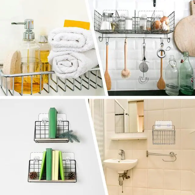 Alt view image 7 of 7 - 8 Pcs Adhesive Replacement Hooks for Shower Caddy - Transparent Strong Wall Mount Hooks, No Drilling for Shelves Rack (8 Pcs Set)