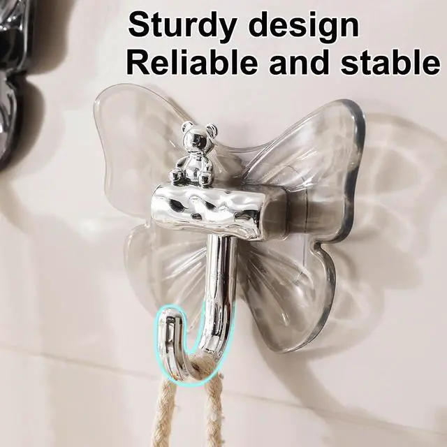 Alt view image 2 of 7 - 4 Pack Butterfly Wall Hooks, Cute Adhesive Hooks for Home Decor & Storage