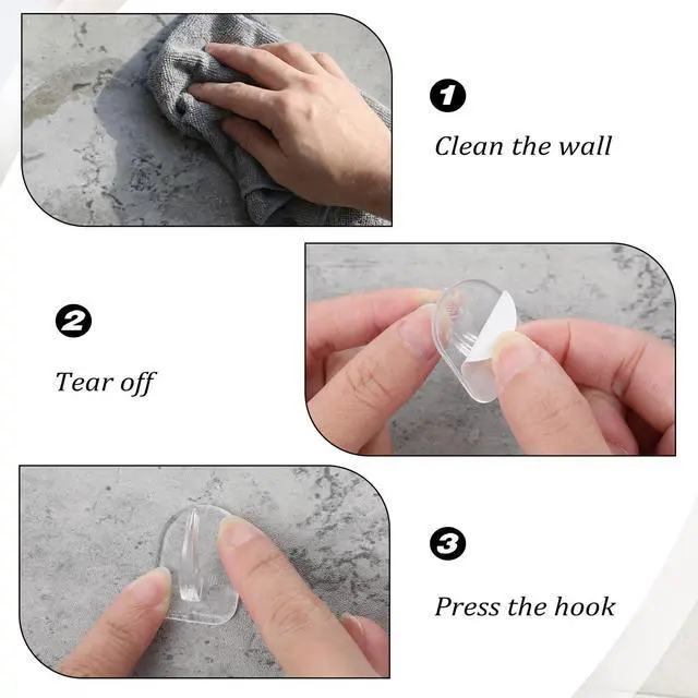 Alt view image 6 of 7 - 50 Pcs Clear Adhesive Wall Hooks, Transparent Acrylic Seamless Hooks Waterproof Oilproof No Drilling Required Wall Hook for Kitchen Bathroom Bedroom Office Towel Holders Clothes Hook