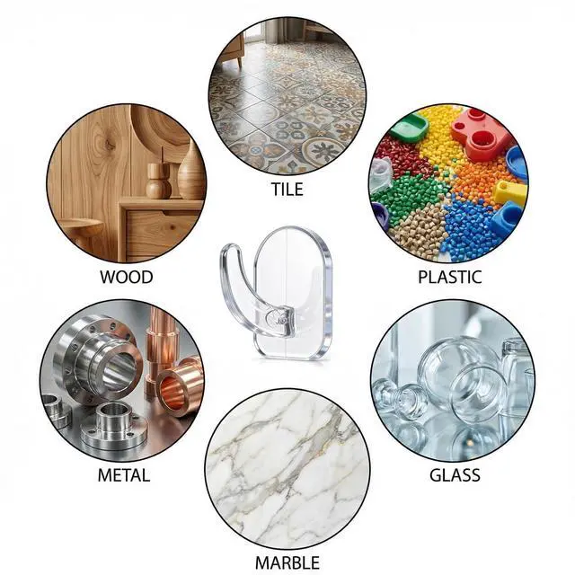 Alt view image 7 of 7 - 50 Pcs Clear Adhesive Wall Hooks, Transparent Acrylic Seamless Hooks Waterproof Oilproof No Drilling Required Wall Hook for Kitchen Bathroom Bedroom Office Towel Holders Clothes Hook