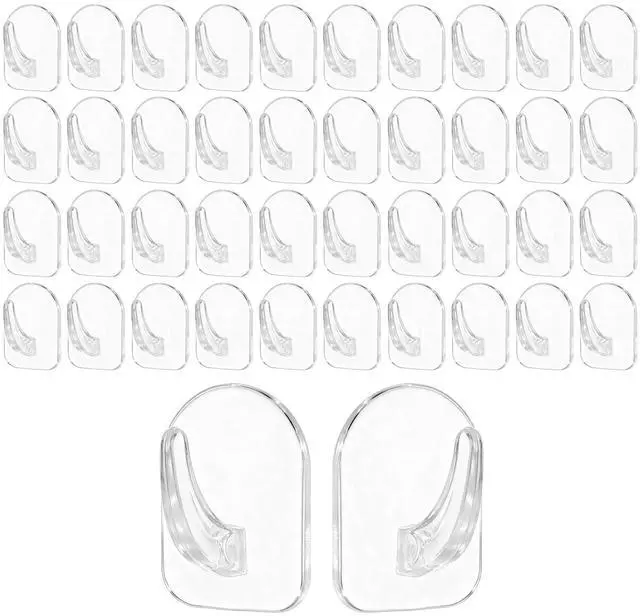 Main image of 40 Pcs Clear Adhesive Wall Hooks for Hanging, Removable Seamless Hook