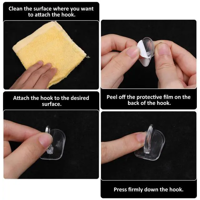 Alt view image 3 of 7 - 40 Pcs Clear Adhesive Wall Hooks for Hanging, Removable Seamless Hook