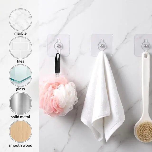Alt view image 3 of 7 - 14 PCS Wall Hangers Without Nails, Picture Hangers Without Nails, Adhesive Hooks Heavy Duty, Seamless Screws for Wall Mount, Wall-Hooks for Hanging, Screw Free Sticker for Bathroom, Home (8mm)