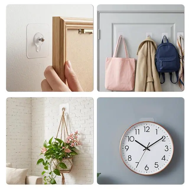 Alt view image 6 of 7 - 14 PCS Wall Hangers Without Nails, Picture Hangers Without Nails, Adhesive Hooks Heavy Duty, Seamless Screws for Wall Mount, Wall-Hooks for Hanging, Screw Free Sticker for Bathroom, Home (8mm)