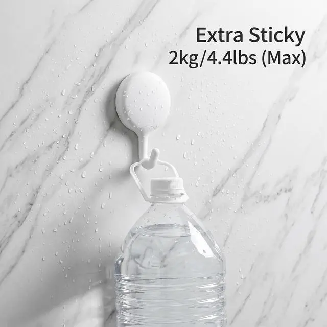 Alt view image 4 of 7 - 4Pcs No Drill Adhesive Wall Hooks, White Plastic Self Adhesive Hook,Damage Free Hanging Hooks for Wall Hanging Bathroom Kitchen Office Home Organization