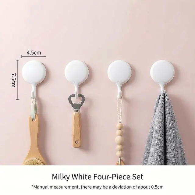 Alt view image 2 of 7 - 4Pcs No Drill Adhesive Wall Hooks, White Plastic Self Adhesive Hook,Damage Free Hanging Hooks for Wall Hanging Bathroom Kitchen Office Home Organization