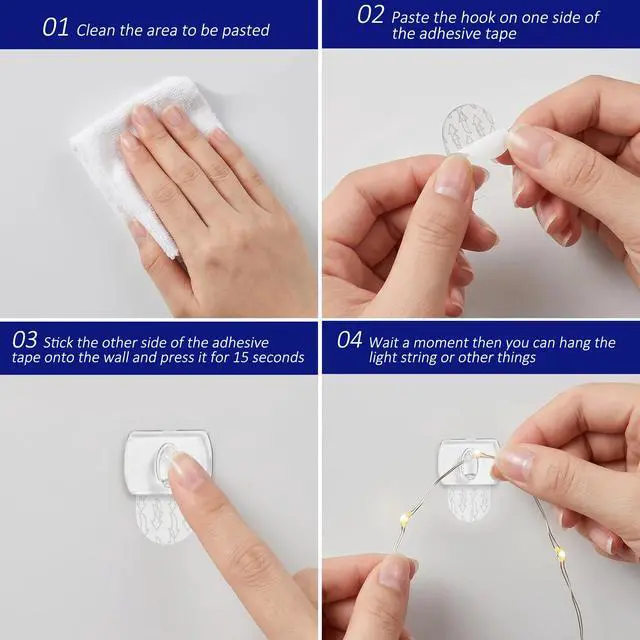 Alt view image 3 of 7 - 50 Pack Small Adhesive Clips for String Lights
