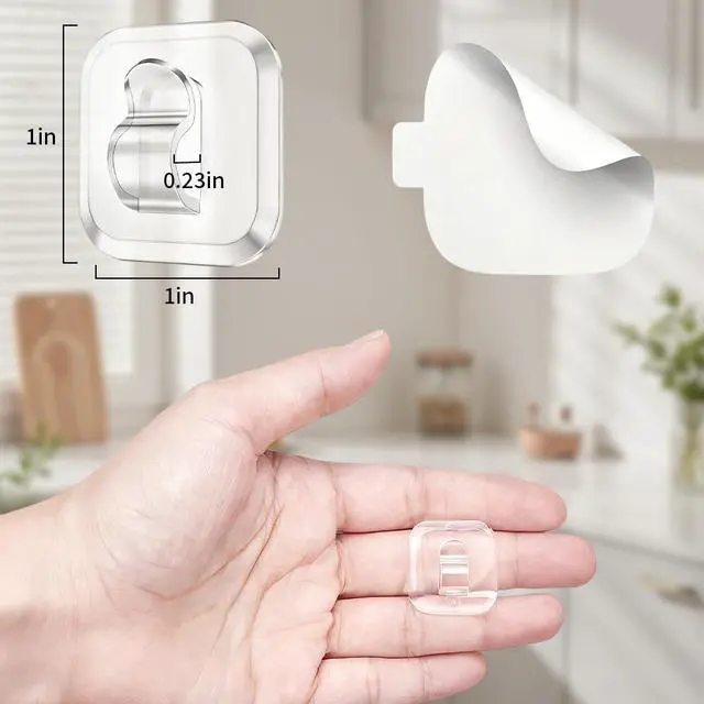 Alt view image 2 of 7 - 30-Pack Clear Small Adhesive Hooks for Damage-Free Hanging of Lights & Decorations