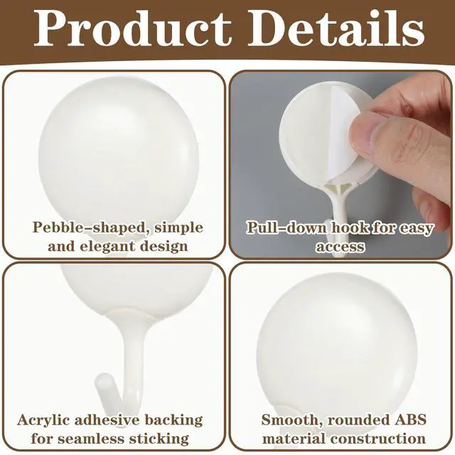 Alt view image 4 of 7 - 4 PCS No Drill Wall Hook, Removable Small Adhesive Hooks