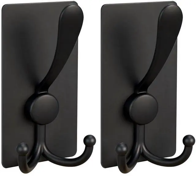 Main image of 2 Pack Extra Large Adhesive Hooks, 13lb Stainless Steel Sticky Towel Hooks