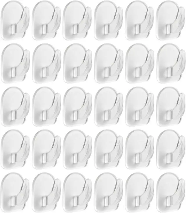 Main image of 20-Pack Invisible Adhesive Hooks - Heavy Duty Clear Wall Hangers for Bathroom/Kitchen Organization, Damage-Free Removable Hooks for Towels, Utensils and Decor