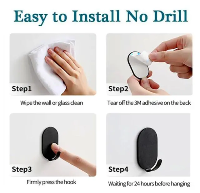 Alt view image 4 of 7 - 5 Pack Adhesive Hooks for Hanging,Self Adhesive Hanger Stainless Hook for Hanging,Wall Hooks Heavy Duty Metal Hookes Coat Hook Towel Hook Key Holder Utility Hookes,White