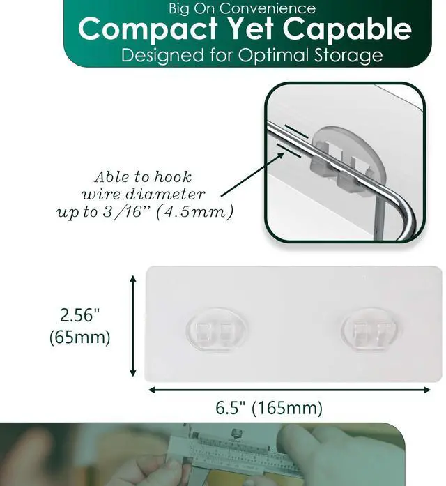 Alt view image 4 of 7 - Shower Caddy Adhesive Replacement Stickers Sticker Shelf Basket Strips Suction Hooks Large Strong Hook for Bathroom Storage Corner Transparent Shelves Wall Mount (Transparent - 2 Packs)
