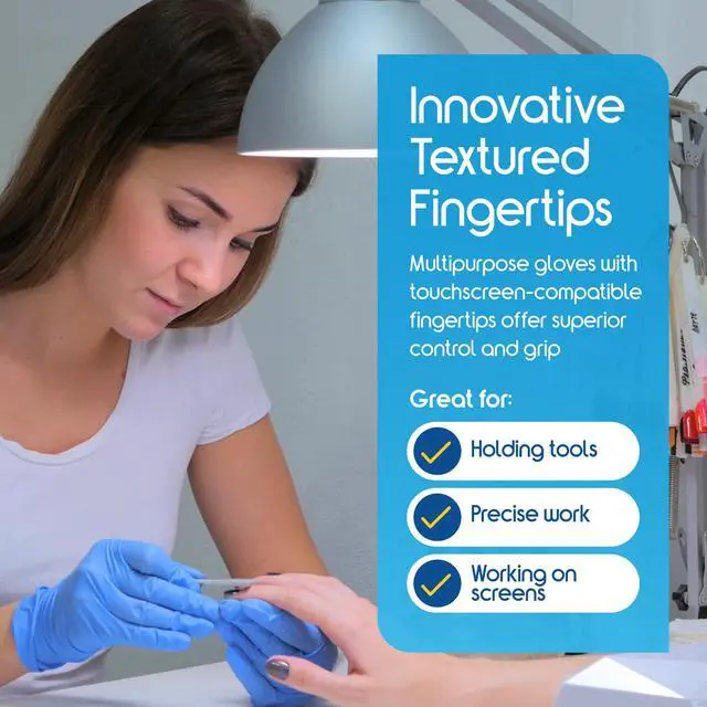 Alt view image 6 of 7 - Blue Nitrile Disposable Gloves | 4.5 Nitrile Disposable Safety Medical Cooking Cleaning Gloves (Blue - Box Of 100, Large)