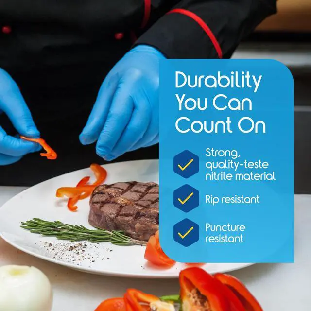 Alt view image 3 of 7 - Blue Nitrile Disposable Gloves | 4.5 Nitrile Disposable Safety Medical Cooking Cleaning Gloves (Blue - Box Of 100, Large)