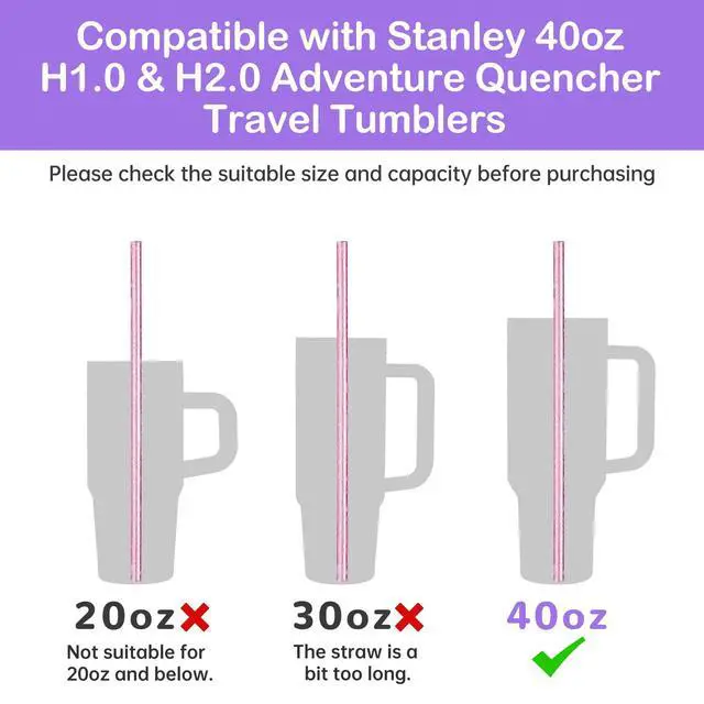 Alt view image 2 of 7 - 18 PCS Glitter Plastic Straws Fit for Stanley 40 oz Tumbler, 6-Color