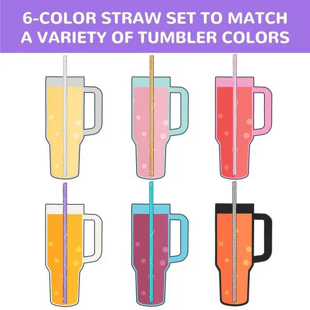 Alt view image 5 of 7 - 18 PCS Glitter Plastic Straws Fit for Stanley 40 oz Tumbler, 6-Color