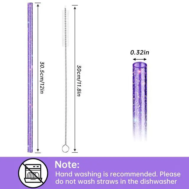 Alt view image 6 of 7 - 18 PCS Glitter Plastic Straws Fit for Stanley 40 oz Tumbler, 6-Color