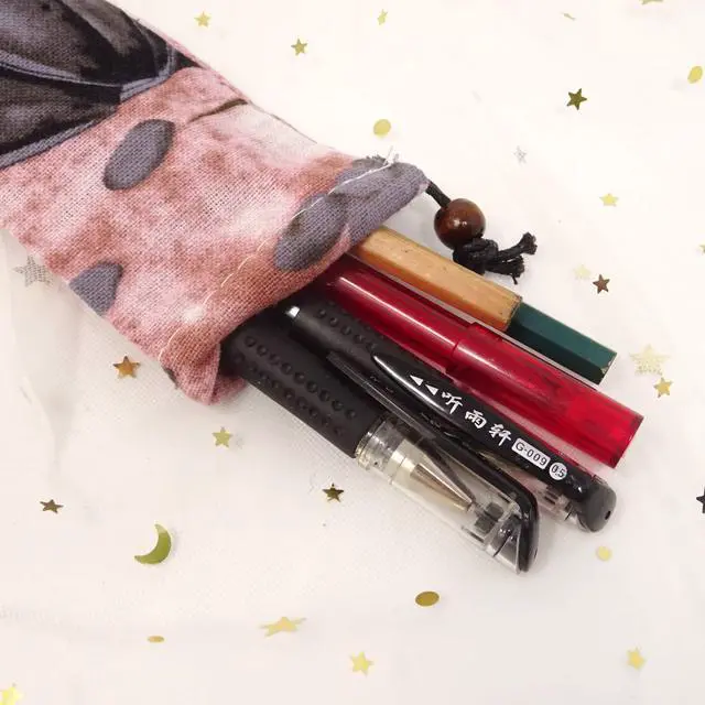 Alt view image 3 of 7 - 5PCS Portable Reusable Straw Carrying Case - Canvas - Mixed Patterns - Travel Bag for Various Straws, Cleaning Brush and Cutlery