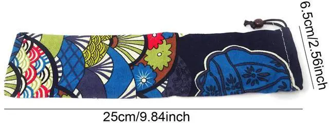 Alt view image 2 of 7 - 5PCS Portable Reusable Straw Carrying Case - Canvas - Mixed Patterns - Travel Bag for Various Straws, Cleaning Brush and Cutlery