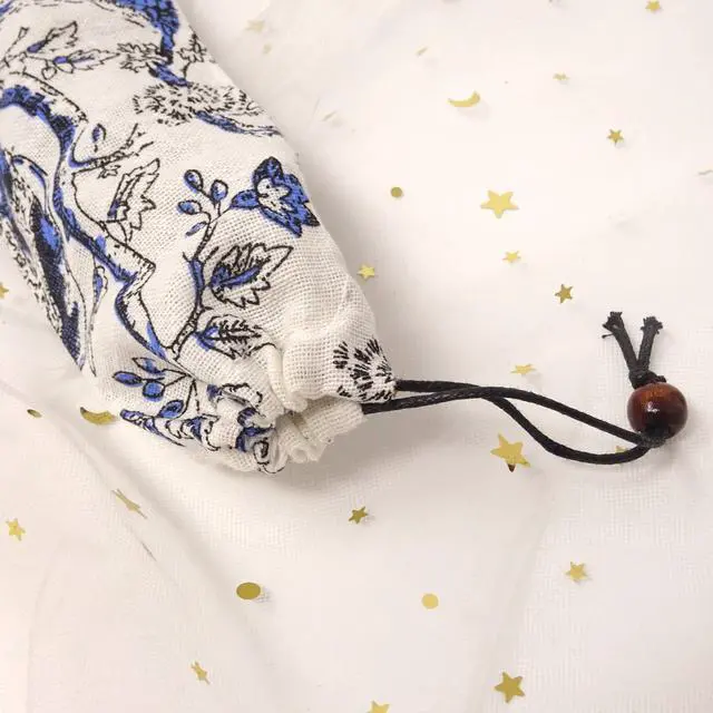 Alt view image 5 of 7 - 5PCS Portable Reusable Straw Carrying Case - Canvas - Mixed Patterns - Travel Bag for Various Straws, Cleaning Brush and Cutlery