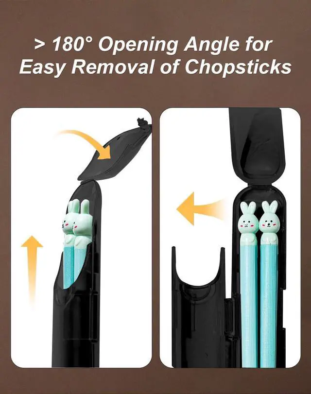 Alt view image 3 of 6 - Chopsticks Storage Case 2 Pack, Black Travel Utensil Holder