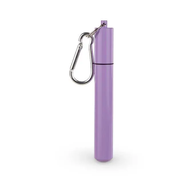 Alt view image 7 of 7 - Collapsible Metal Straw, 11 in Stainless Steel, Travel Straws Reusable with Case, Portable Keychain Holder, Cruise Ship Essentials, Retractable for Travel, Compatible with Stanley, Lavender Drift