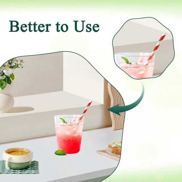 Alt view image 5 of 6 - 100 Pcs Biodegradable Paper Straws, Assorted Rainbow Colors Striped, 10 Colors for Drinks, Parties, Crafts
