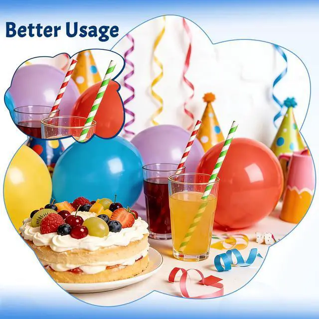 Alt view image 5 of 7 - 100PCS Biodegradable Paper Straws Bulk, Assorted Rainbow Colors Striped Drinking Straws for Juice, shakes, Cocktail, Coffee,Soda, Milkshakes, Smoothies,Celebration Parties and Arts Crafts Projects