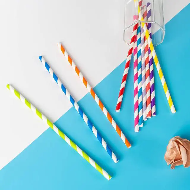 Alt view image 4 of 6 - 100 Pack Pink Paper Straws for Drinking, Disposable and Biodegradable, Food Grade 4-Layer Eco-Friendly Straws for Birthdays, Weddings, Baby Showers (0.24" x 7.75")
