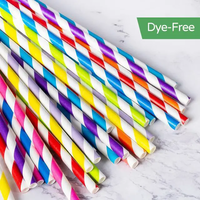 Alt view image 3 of 6 - 100 Pack Pink Paper Straws for Drinking, Disposable and Biodegradable, Food Grade 4-Layer Eco-Friendly Straws for Birthdays, Weddings, Baby Showers (0.24" x 7.75")