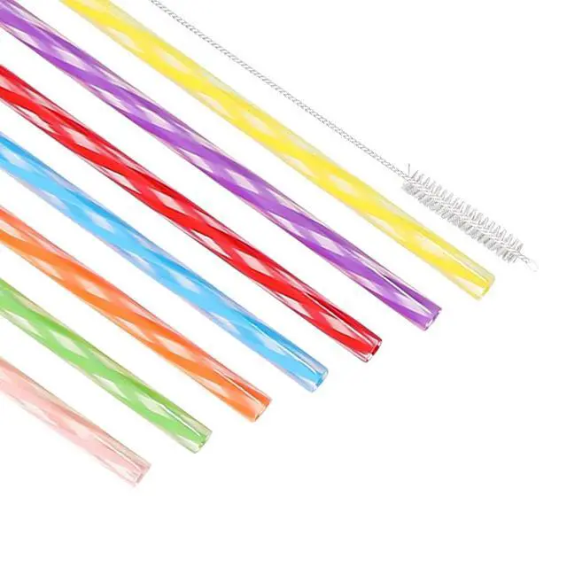 Alt view image 2 of 7 - Reusable Stirrer Straws with Cleaner Brush Short Assorted color Plastic Pipes fit for Milk & Juice & Coffee & Smoothies & Cocktail & Kids Straws Kit (24Count-7.5in)