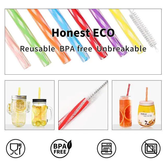 Alt view image 4 of 7 - Reusable Stirrer Straws with Cleaner Brush Short Assorted color Plastic Pipes fit for Milk & Juice & Coffee & Smoothies & Cocktail & Kids Straws Kit (24Count-7.5in)