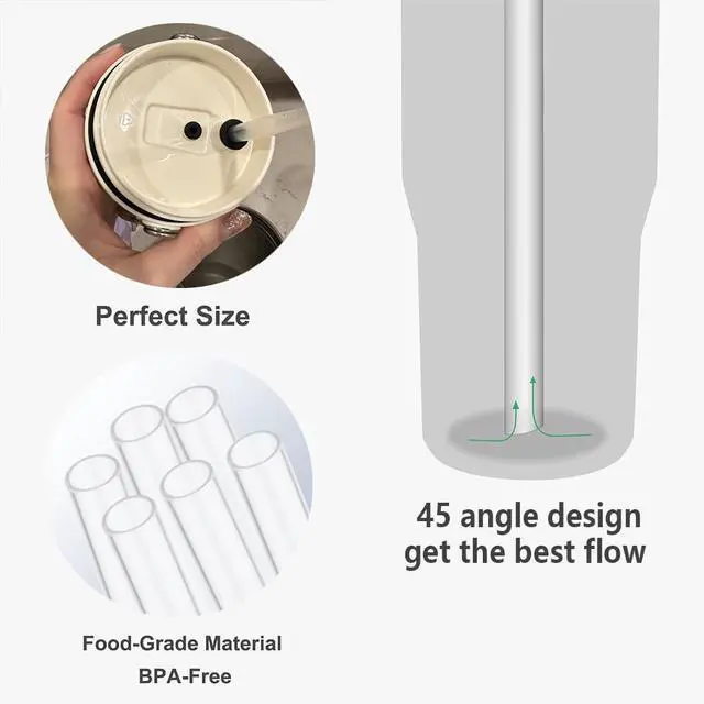Alt view image 7 of 7 - Replacement Straws - Only Compatible with 30 oz & 64 oz (Old Model) Stanley IceFlow Flip Straw Tumbler-Accessories included 6 Straws,1 Cleaning Brush