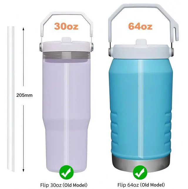 Alt view image 2 of 7 - Replacement Straws - Only Compatible with 30 oz & 64 oz (Old Model) Stanley IceFlow Flip Straw Tumbler-Accessories included 6 Straws,1 Cleaning Brush
