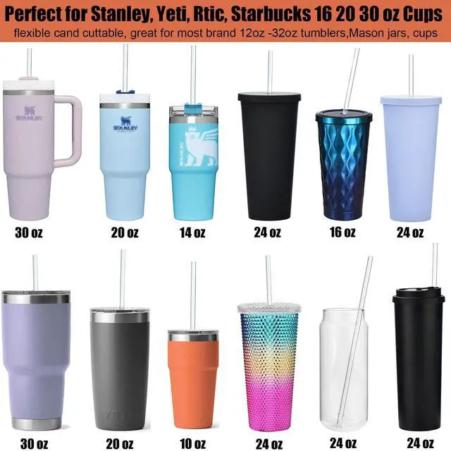 Alt view image 4 of 7 - 12-Pack Reusable Clear Plastic Straws with Brush, 10.5 in with Brush