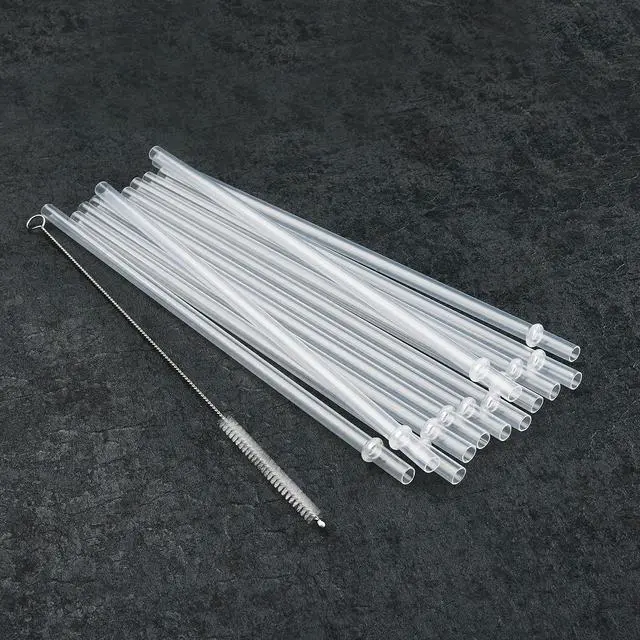 Alt view image 7 of 7 - 12-Pack Reusable Clear Plastic Straws with Brush, 10.5 in with Brush