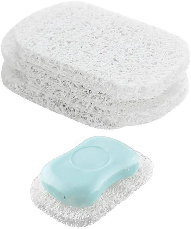 Main image of 4 Pack White Soap Saver Holder for Bar Soap Shower Bathroom Dish Self Draining Lift Pad Porous Construction air circulate 2.9" x 4.5" PVC Non-BPA Non-Slip Durable