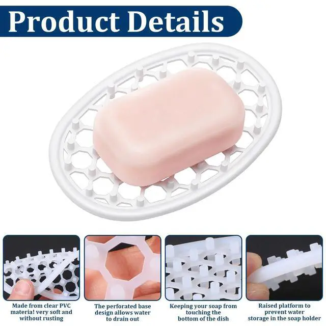 Alt view image 3 of 7 - 2 Pcs Soap Dish with Drainage Holes, Silicone Soap Holder