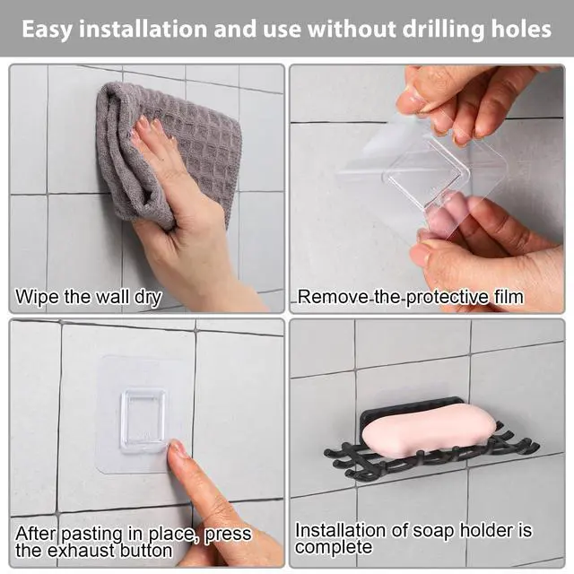Alt view image 3 of 7 - 2 Pcs Shower Soap Holder for Wall, Adhesive Wall Mounted Soap Dish