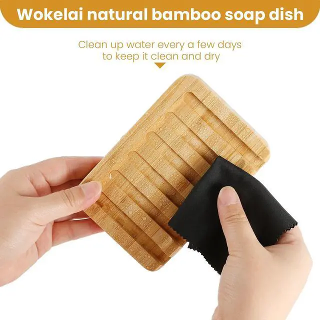 Alt view image 5 of 5 - Shampoo Bar Holder Bamboo Soap Dish for Shower Wood Soap Dishes Wooden Soap Saver Tray Stand Self Draining Travel Soap Container Case for Bathroom Kitchen Bath Tub Razor Sponges, Waterfall Drain 2 PCS