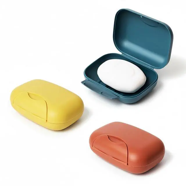 Main image of 3 Pcs Travel Soap Case, Colorful Portable Soap Holder for Home, Bathroom, Hiking, Camping, Outdoor (Red, Yellow, Navy Blue)